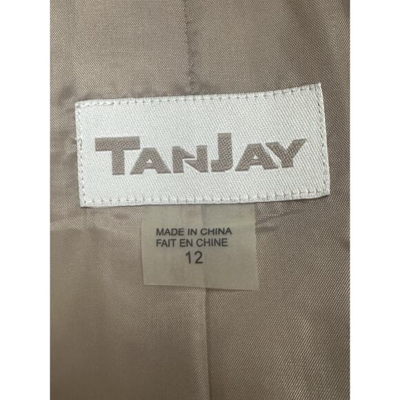 Tan Jay Women’s Blazer Jacket Sz 12 Tan Embroidered Classic Classy Chic Feminine - Picture 9 of 13